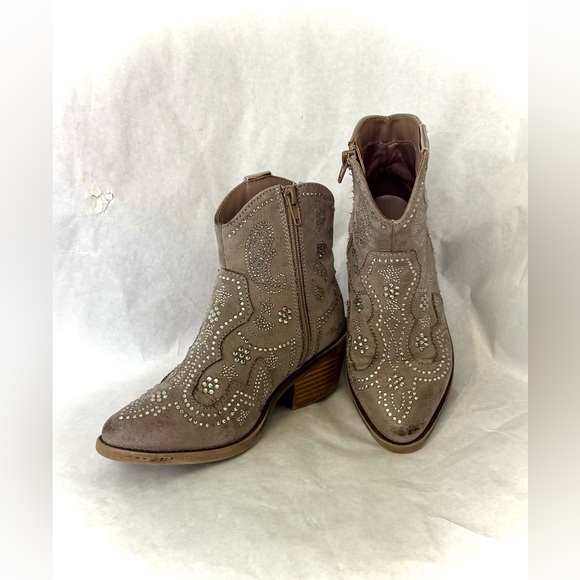 Suede and Rhinestone Embellished Ankle Boots By Steve Madden - Picture 10 of 16